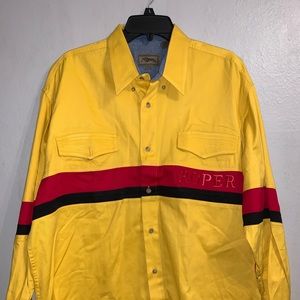 Roper Yellow and red stripe unique shirt size XL